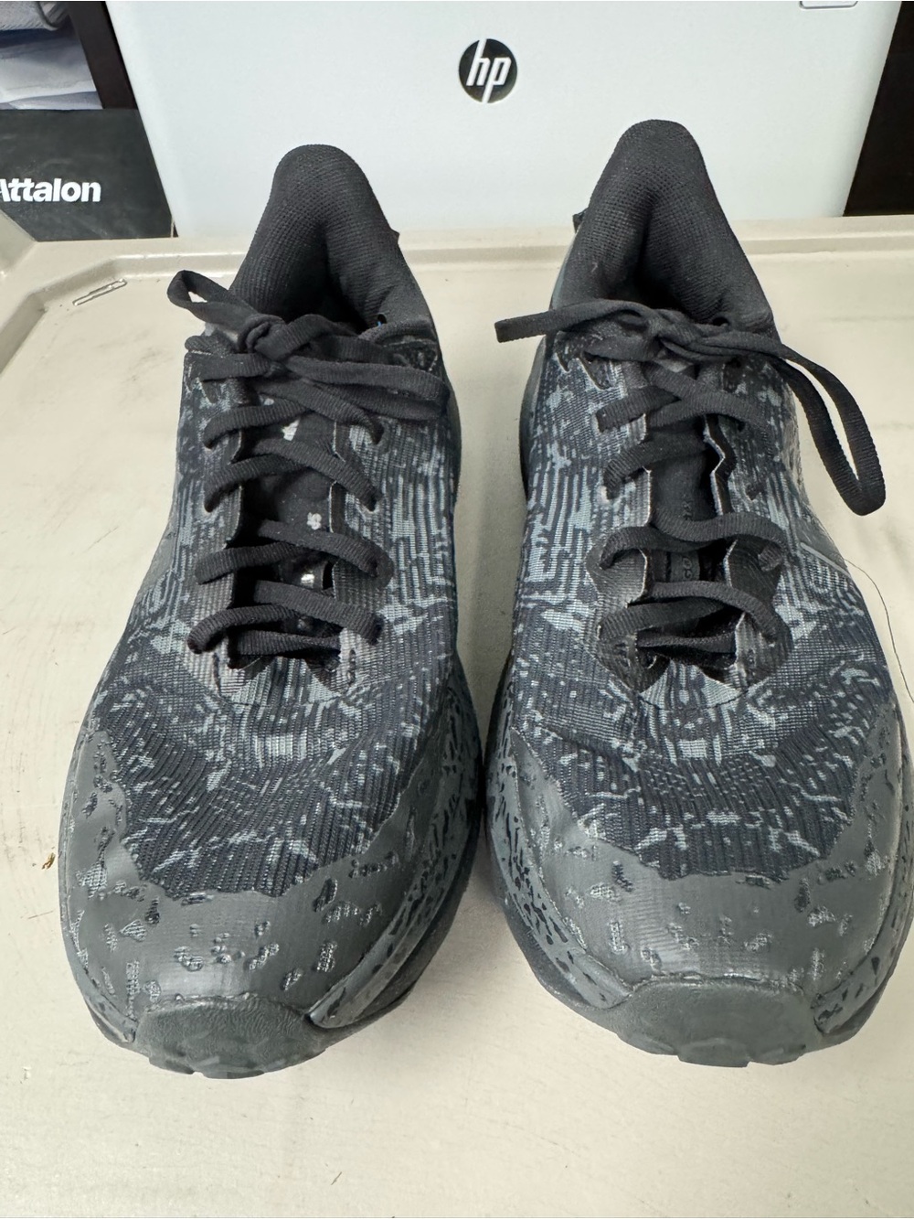 Hoka One One Speedgoat women  Black and Gray Patterned Athletic Shoes